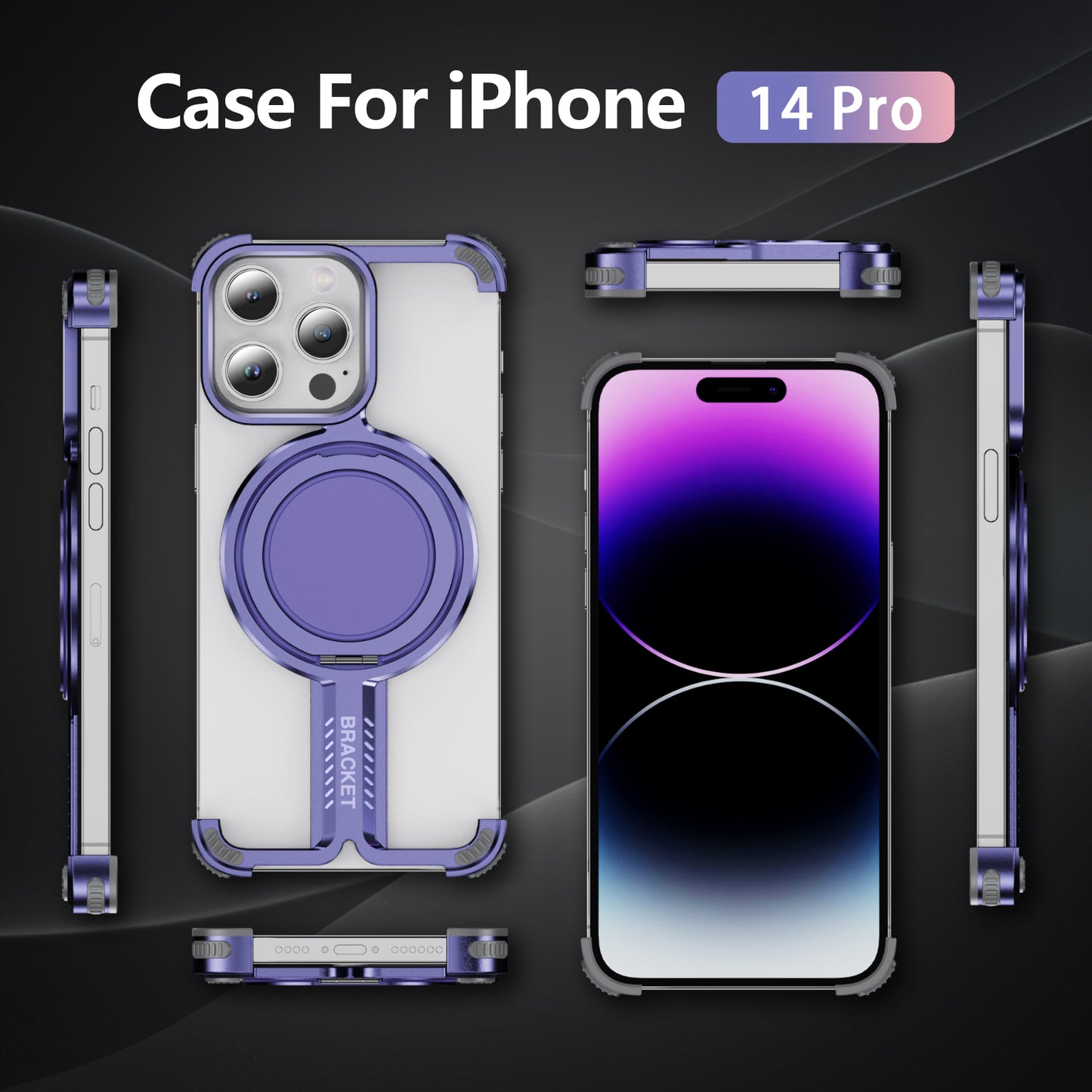 Titanium Alloy Bone iPhone 14 Pro Max Case Magnetic Stand