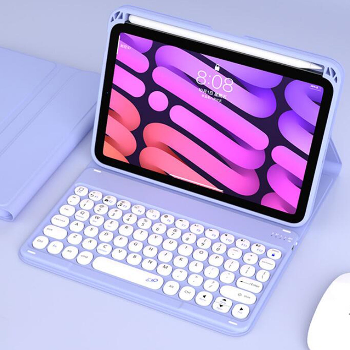 Fashion Leather Keyboard Apple iPad Mini 6 Case Book Stand