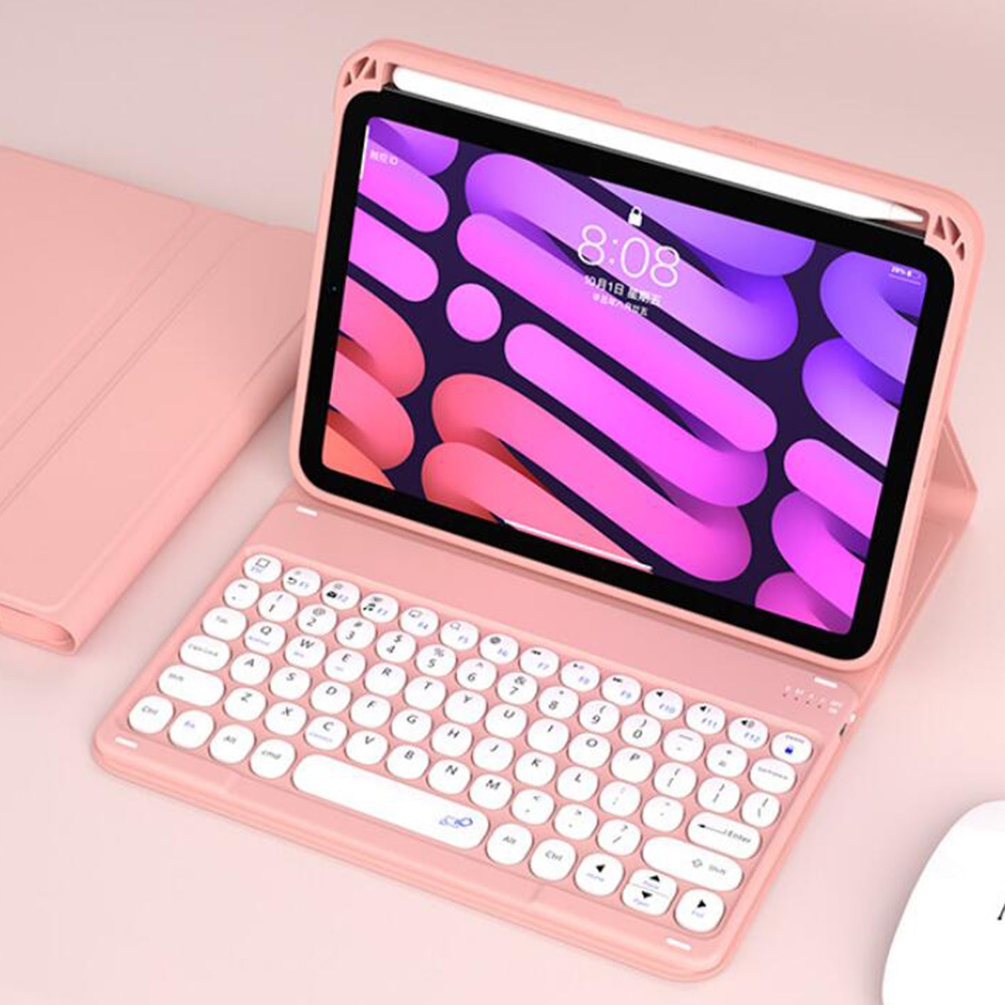 Fashion Leather Keyboard Apple iPad Mini 6 Case Book Stand