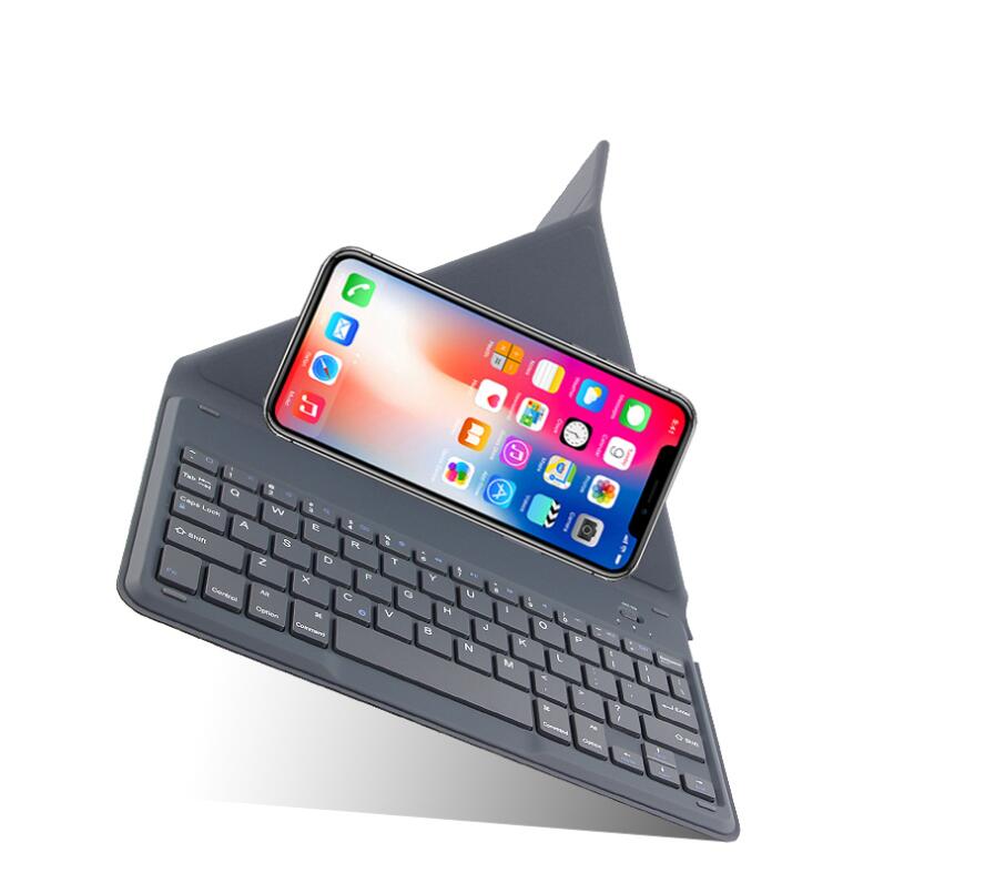 Portable Wireless Bluetooth Leather Keyboard 3-Backlit Fold Stand