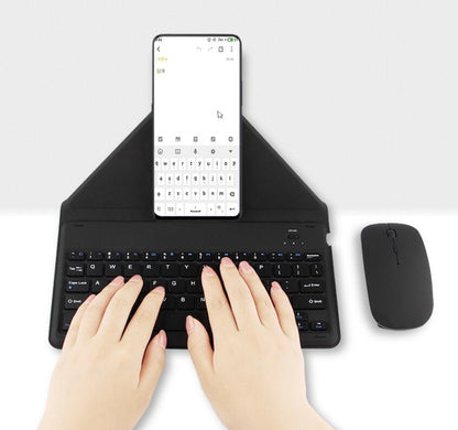 Portable Wireless Bluetooth Leather Keyboard 3-Backlit Fold Stand