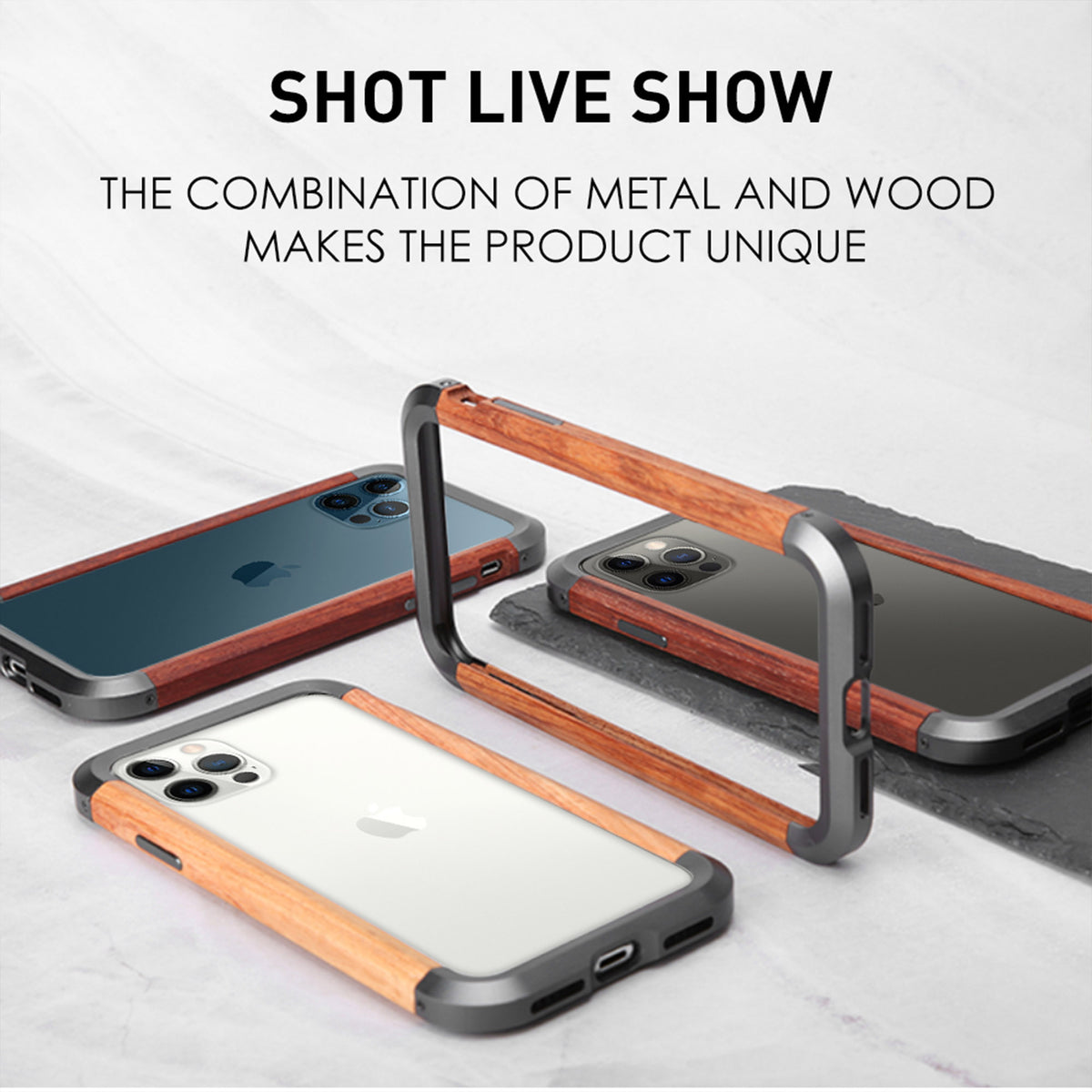Ultramarine Technology with Unique Wood & Metal Hybrid Phone Case All-Scenario Protection