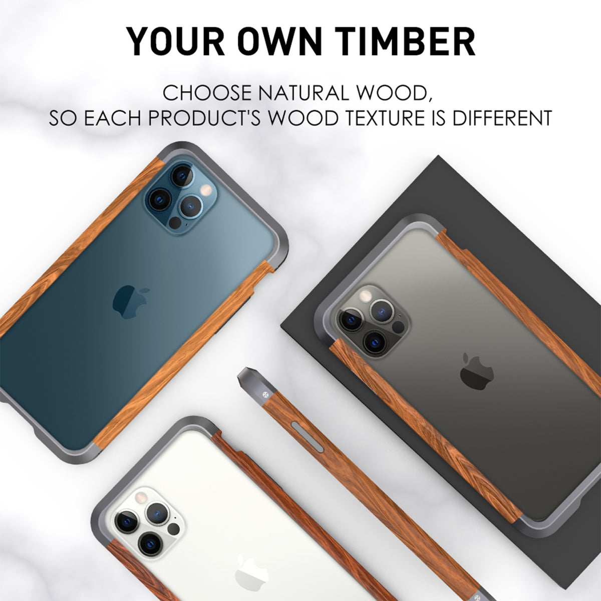 Ultramarine Technology with Unique Wood & Metal Hybrid Phone Case All-Scenario Protection