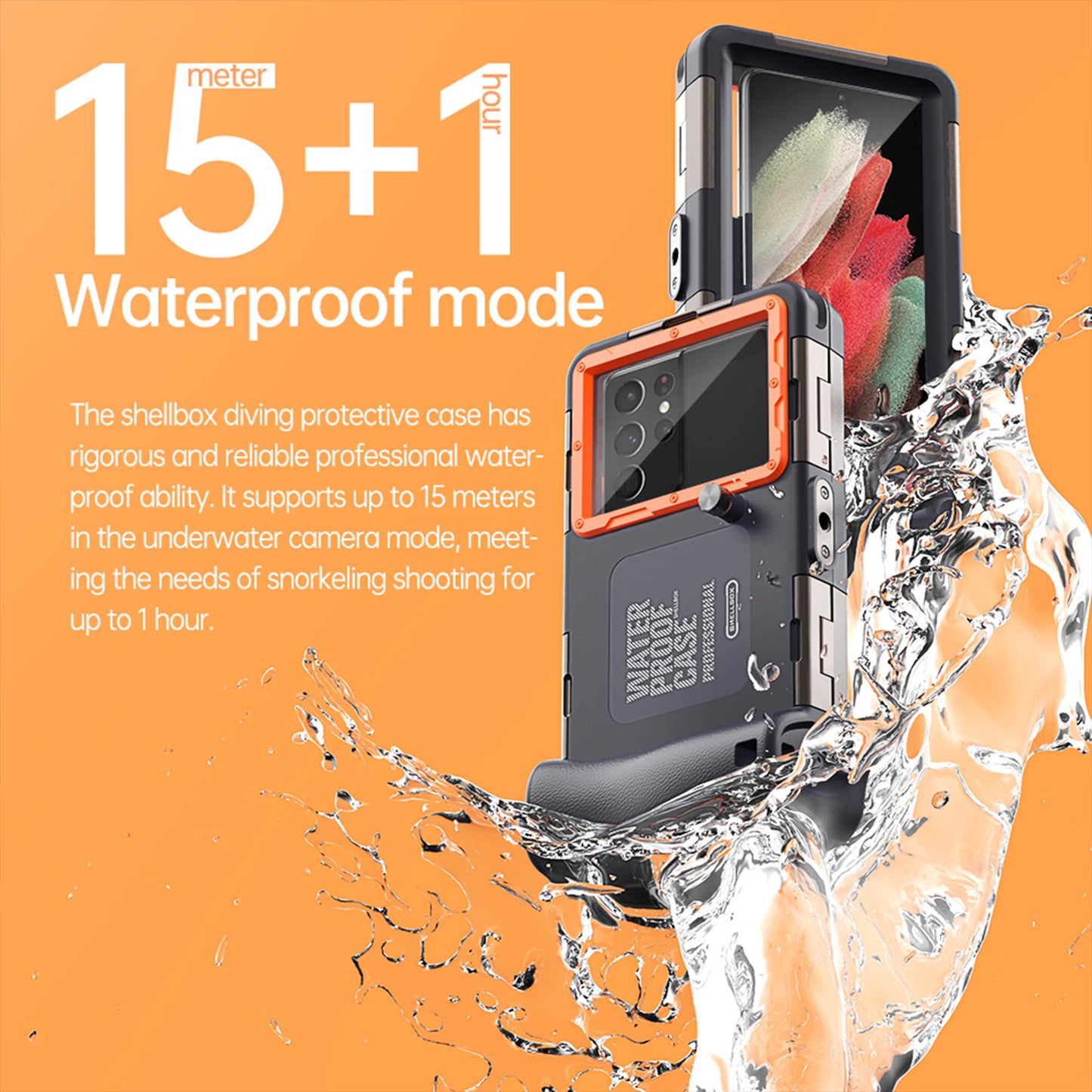 Ultramarine Technology Universal 15M Waterproof Diving Phone Case with Vacuum Vent Hook