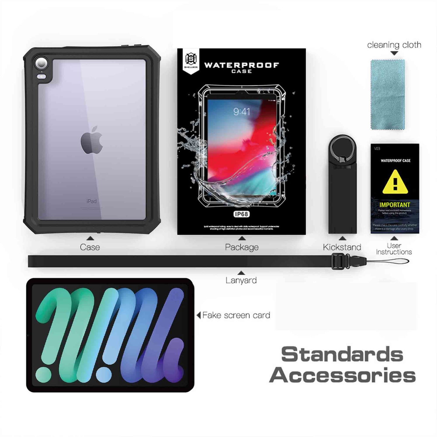 Ultramarine Technology Waterproof Heavy-Duty Tablet Case with Pen Slot & Detachable Kickstand - iPad Mini 7