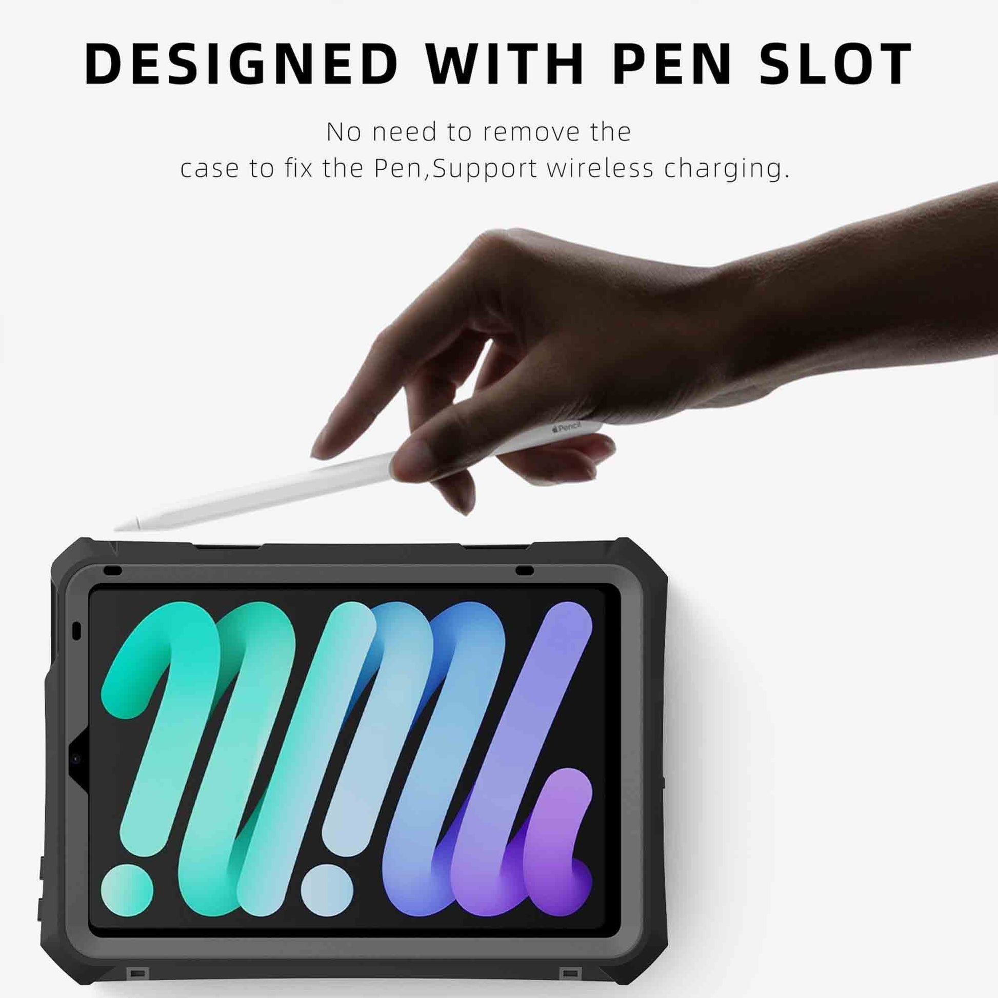 Ultramarine Technology Waterproof Heavy-Duty Tablet Case with Pen Slot & Detachable Kickstand - iPad Mini 7