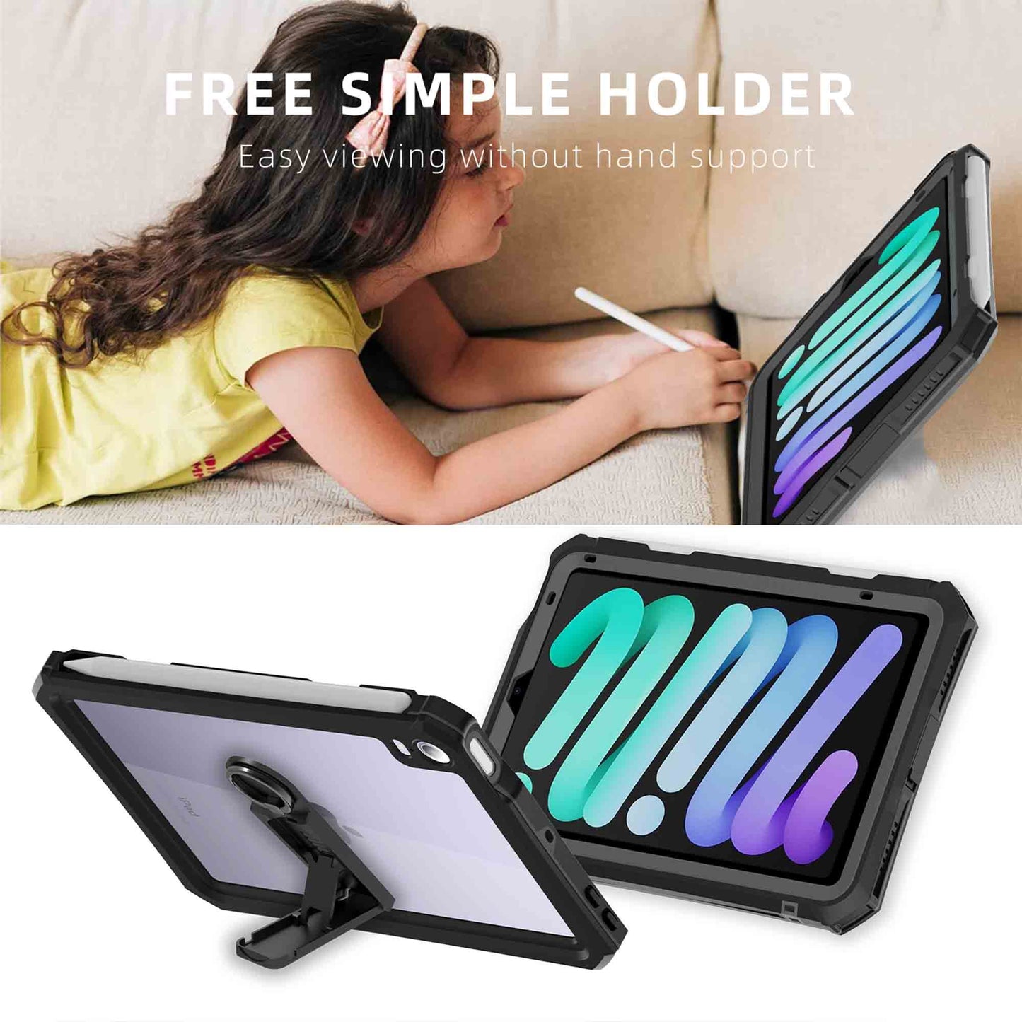 Ultramarine Technology Waterproof Heavy-Duty Tablet Case with Pen Slot & Detachable Kickstand - iPad Mini 7