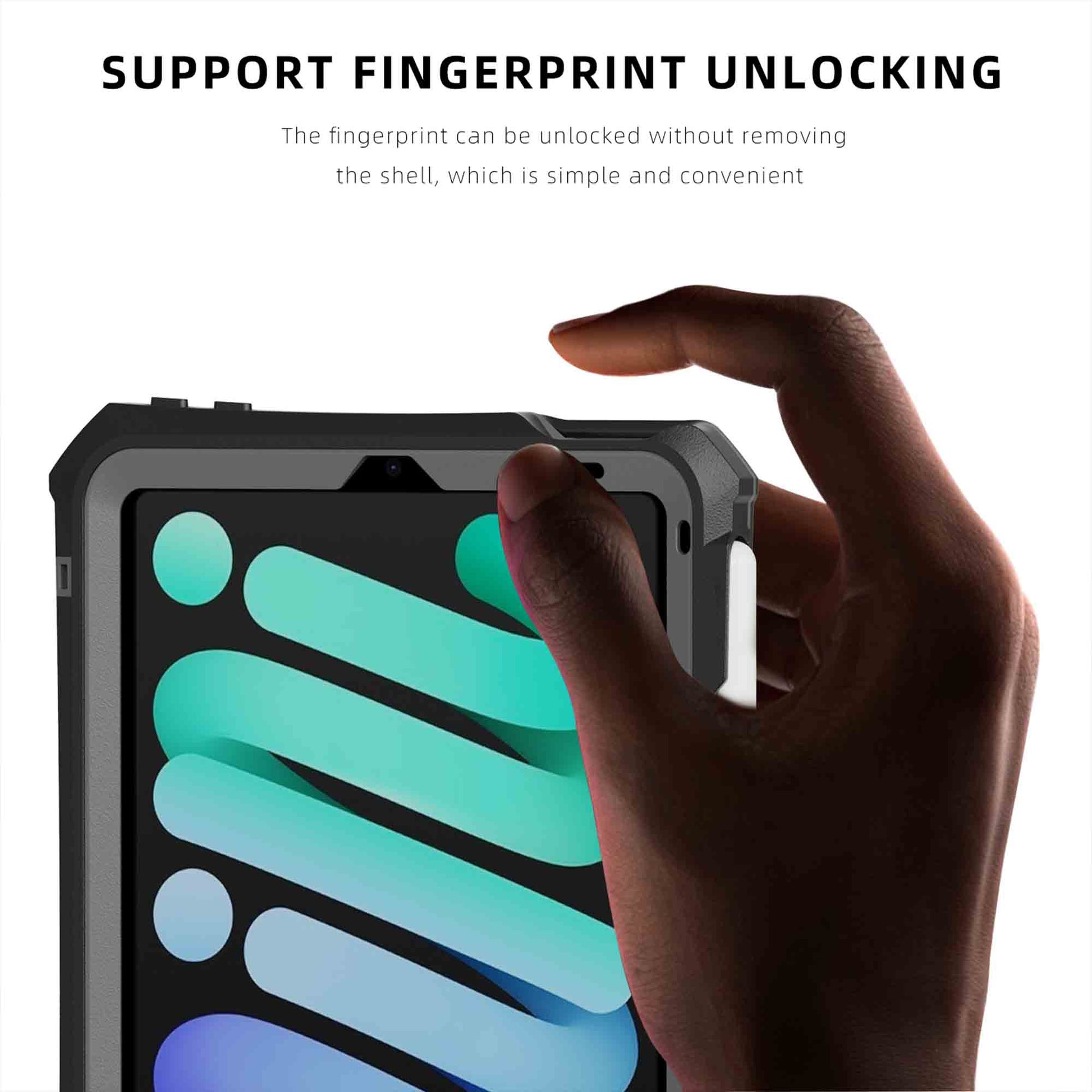 Ultramarine Technology Waterproof Heavy-Duty Tablet Case with Pen Slot & Detachable Kickstand - iPad Mini 7