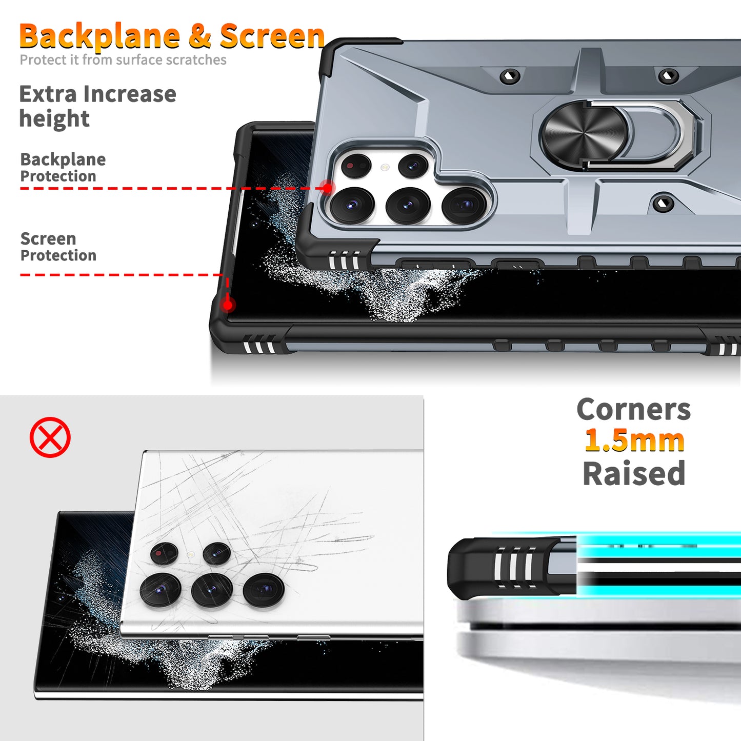 Boundary Galaxy S23 Ultra Case Ring Holder Kickstand