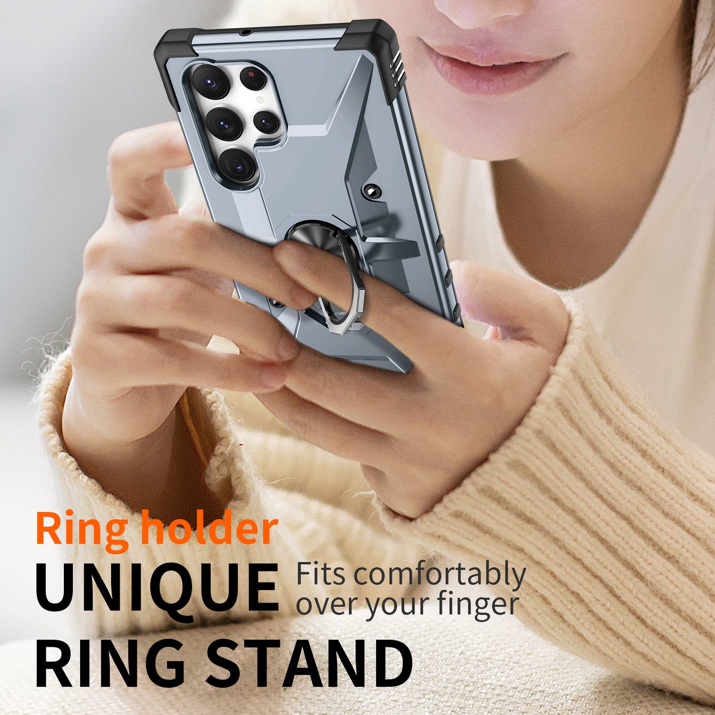 Boundary Galaxy S23 Ultra Case Ring Holder Kickstand