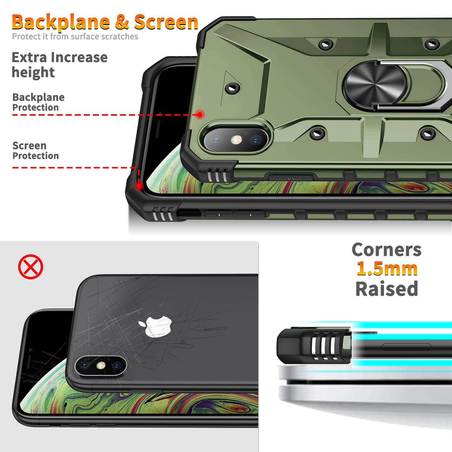 Boundary iPhone Xs Max Case Ring Holder Kickstand