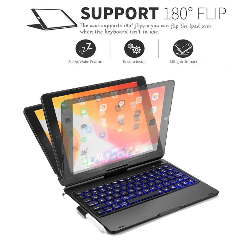 Rotating Clamshell Backlit Keyboard Apple iPad 8 Case