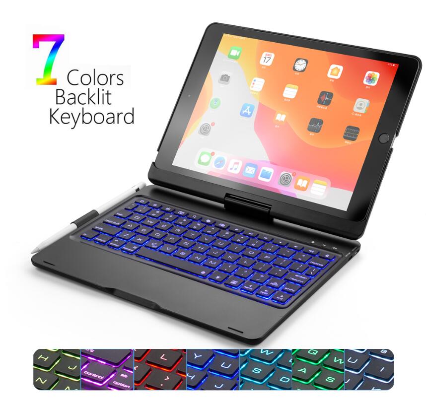 Rotating Clamshell Backlit Keyboard Apple iPad 8 Case