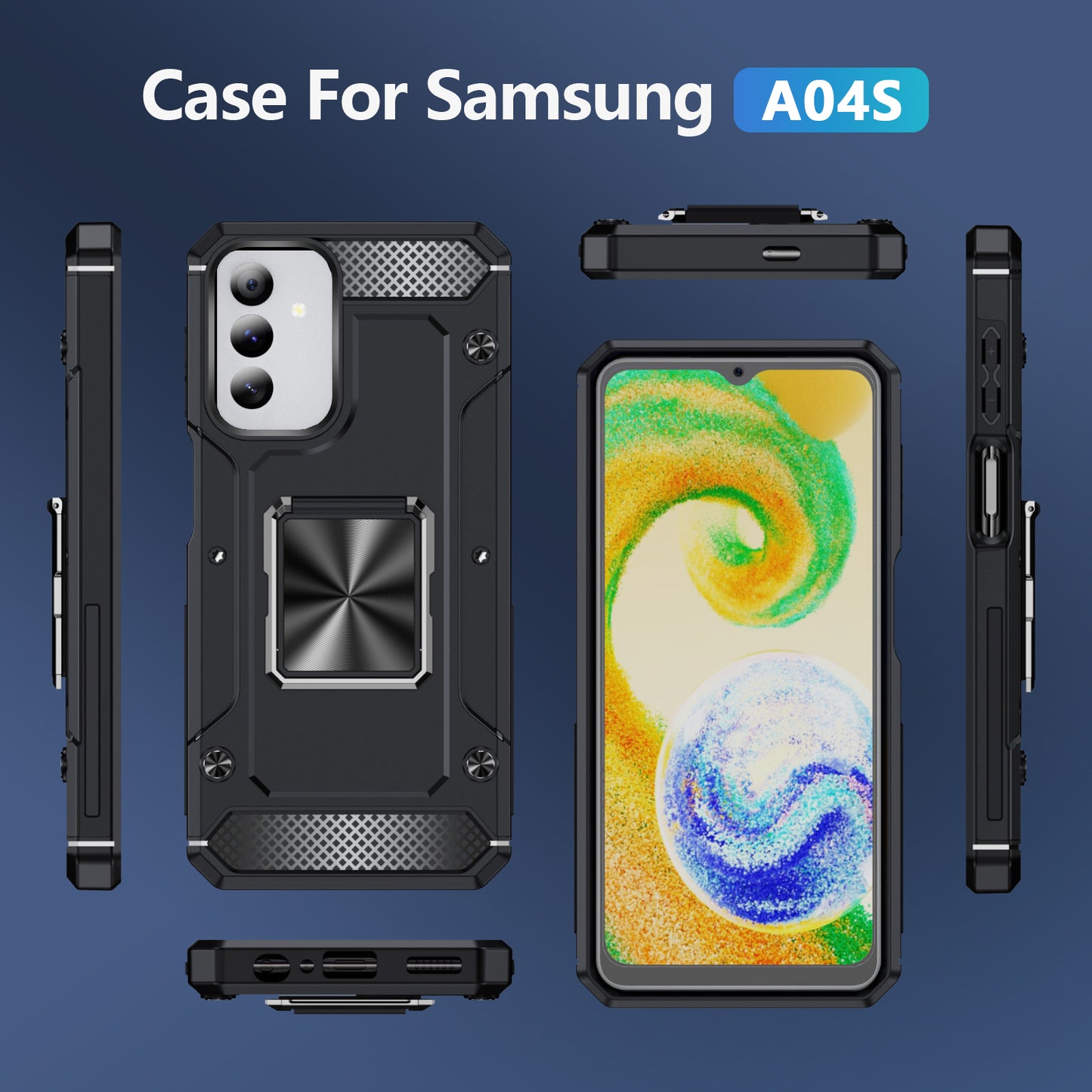 General Rugged Galaxy A04s Case Built-in Kickstand