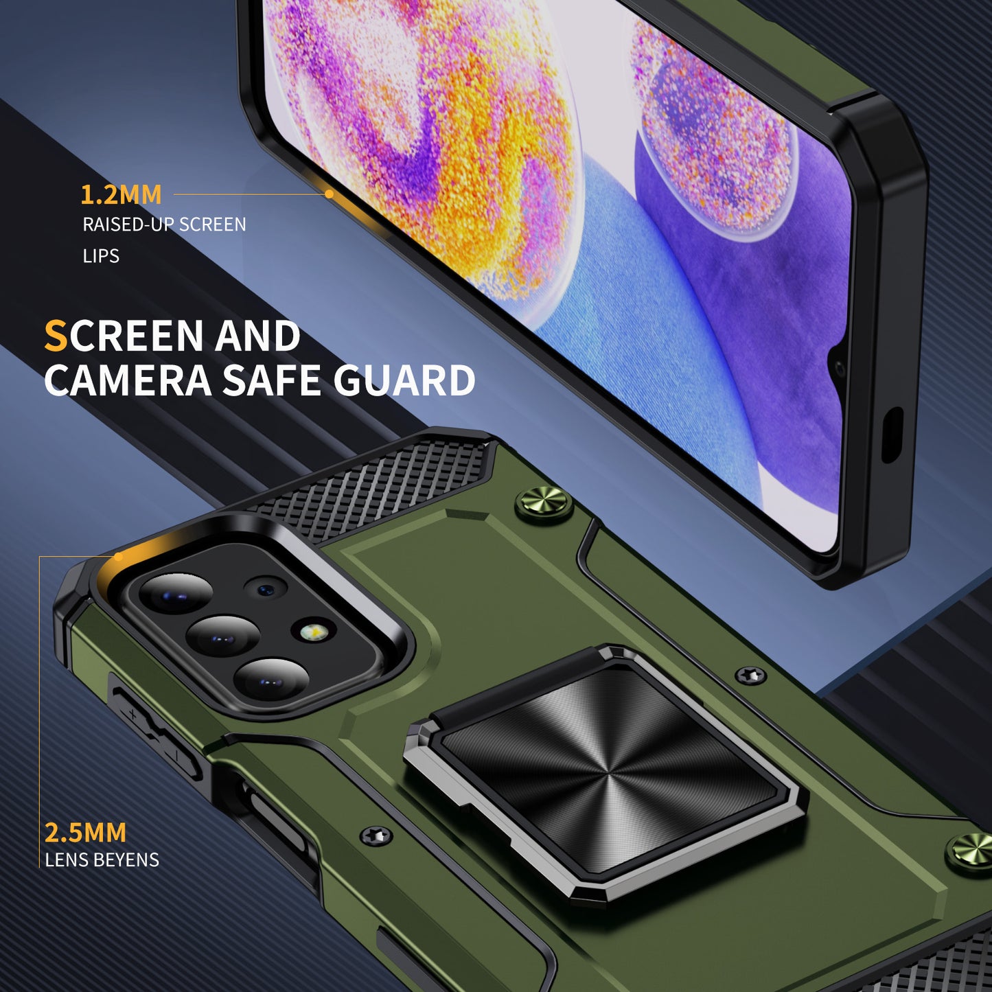 General Rugged Galaxy A23 Case Built-in Kickstand