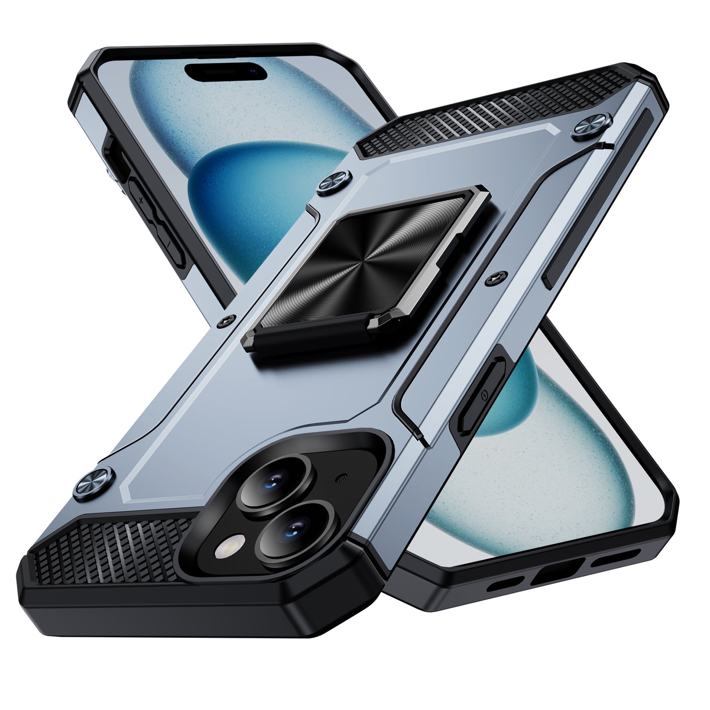 General Rugged iPhone 15 Plus Case Built-in Kickstand