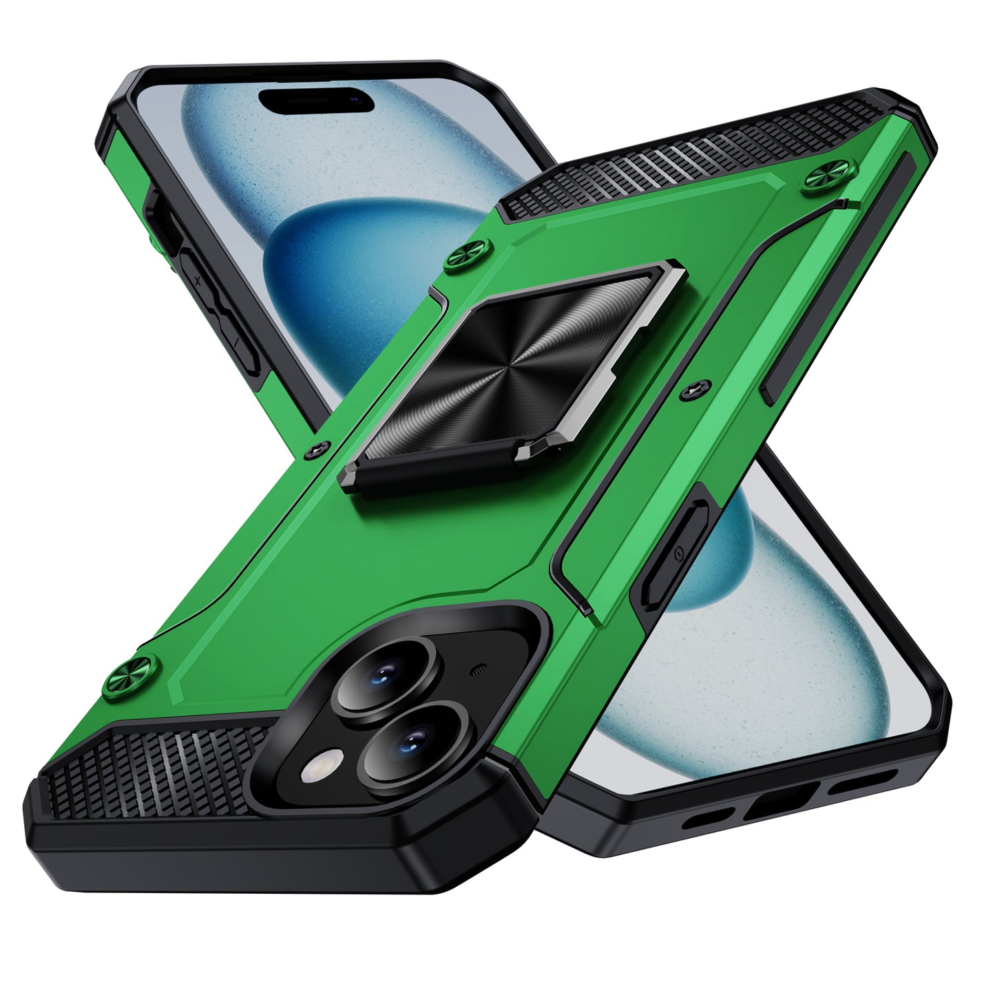 General Rugged iPhone 15 Plus Case Built-in Kickstand