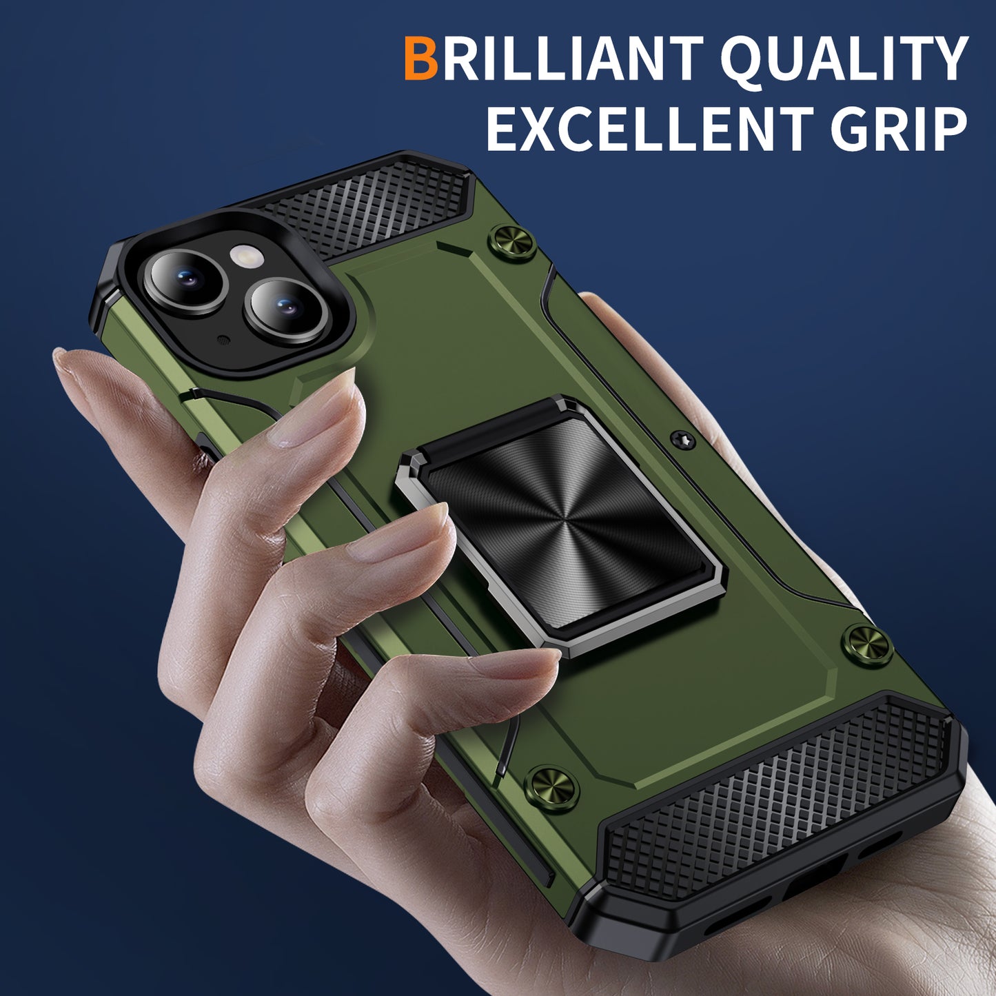 General Rugged iPhone 15 Plus Case Built-in Kickstand