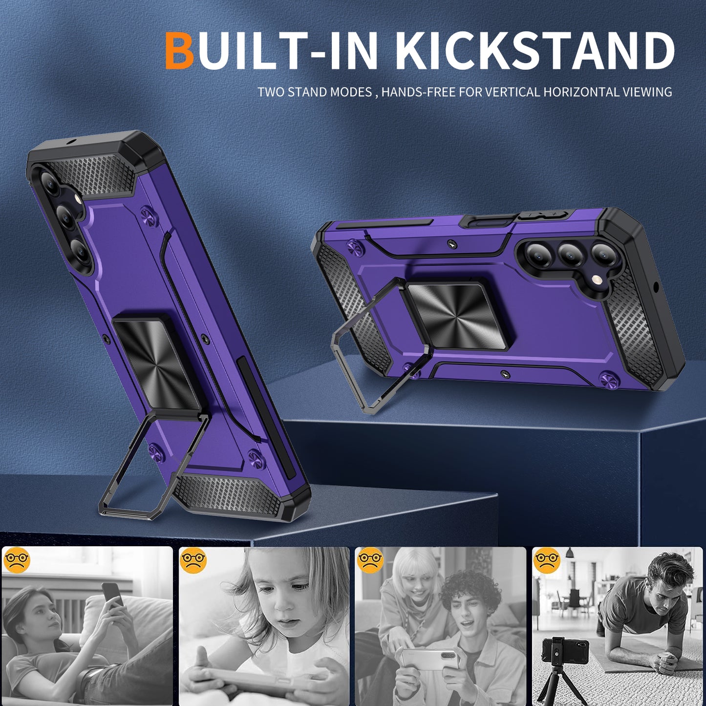 General Rugged Galaxy A15 Case Built-in Kickstand