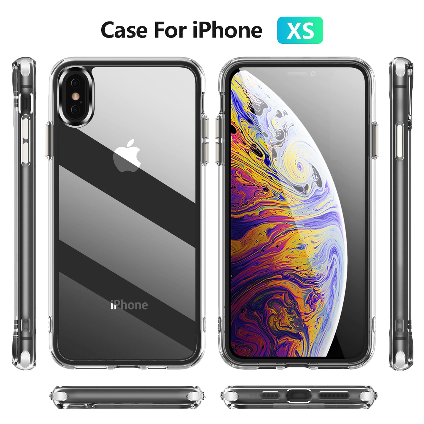 Crystal Hard PC Rubber TPU Combo iPhone X Xs Case