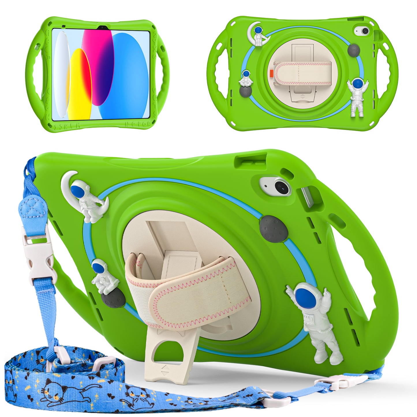 Spaceman Kids Safe iPad 10 Case Rotating Hand Holder