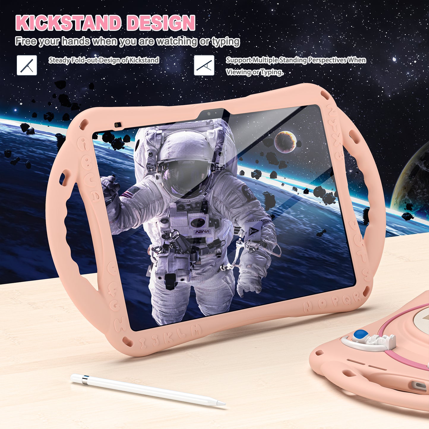 Spaceman Kids Safe iPad 10 Case Rotating Hand Holder