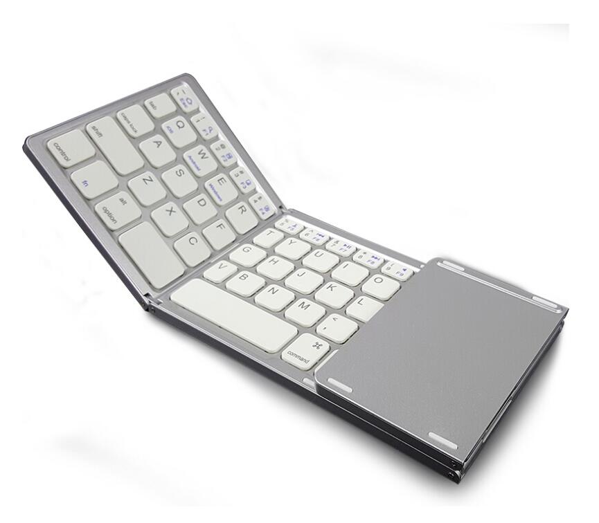 Portable Wireless Bluetooth Keyboard Touchpad 3-foldable Stand Strip Shape