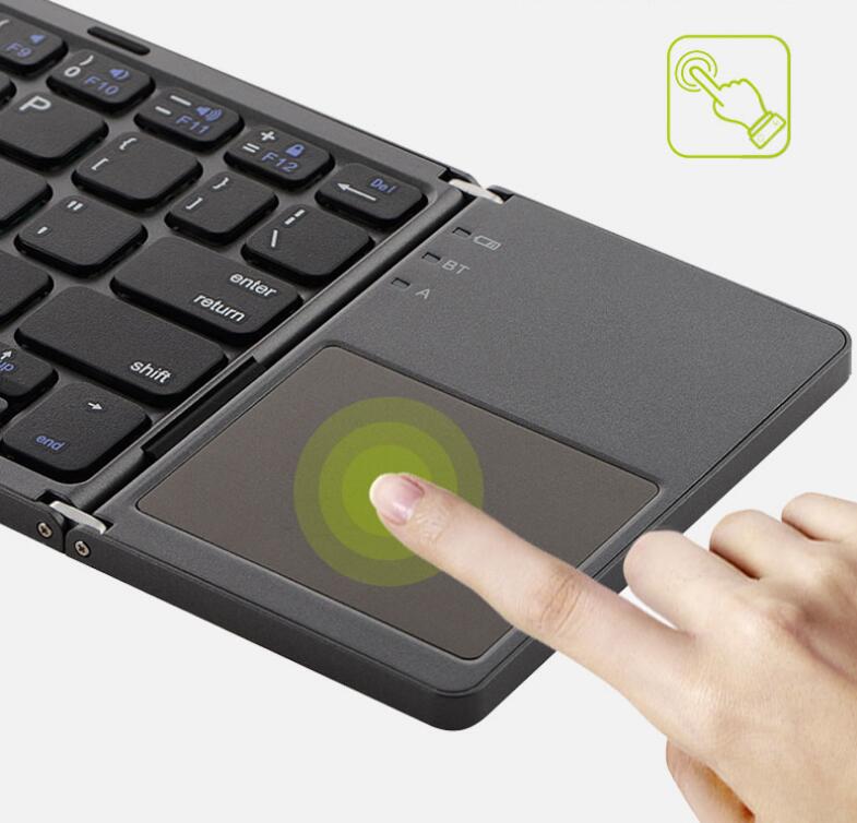 Portable Wireless Bluetooth Keyboard Touchpad 3-foldable Stand Strip Shape