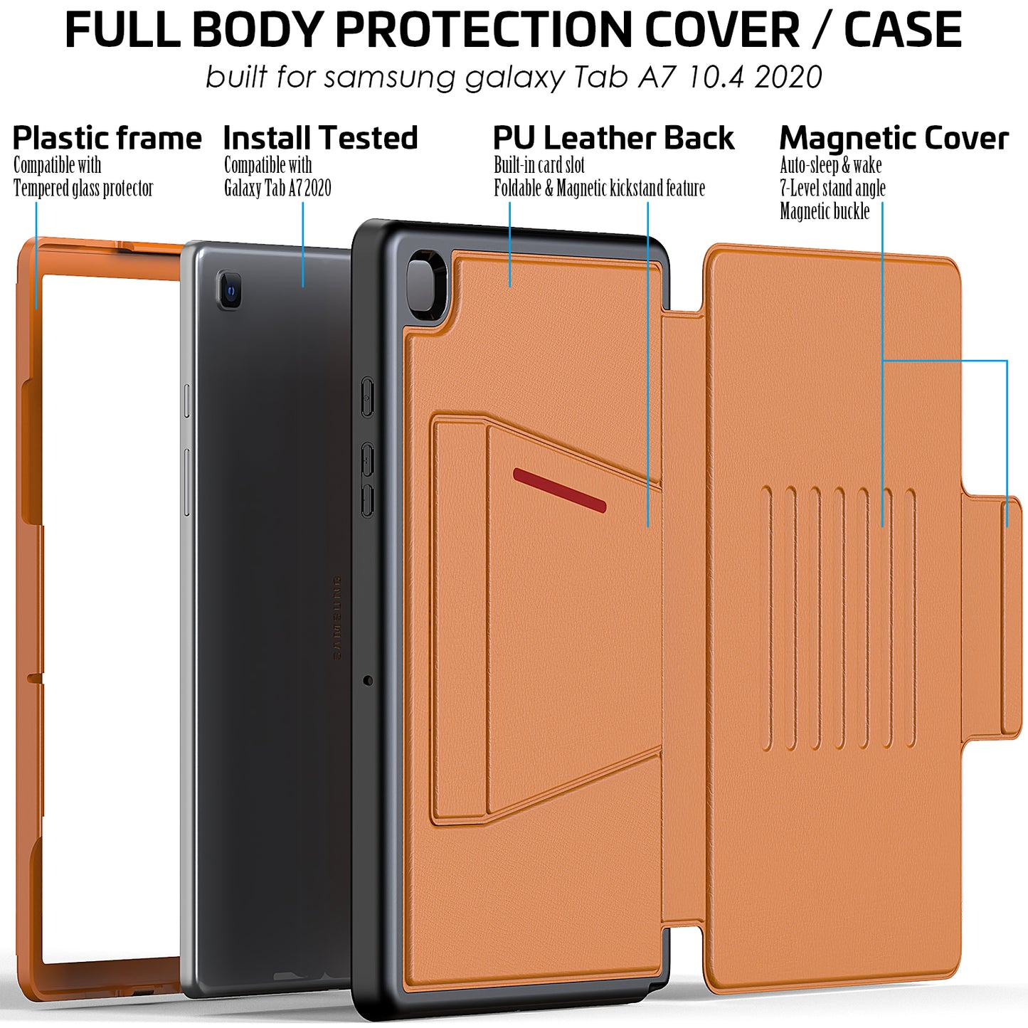 Smart Multiple Stand Galaxy Tab A7 Lite Case Leather