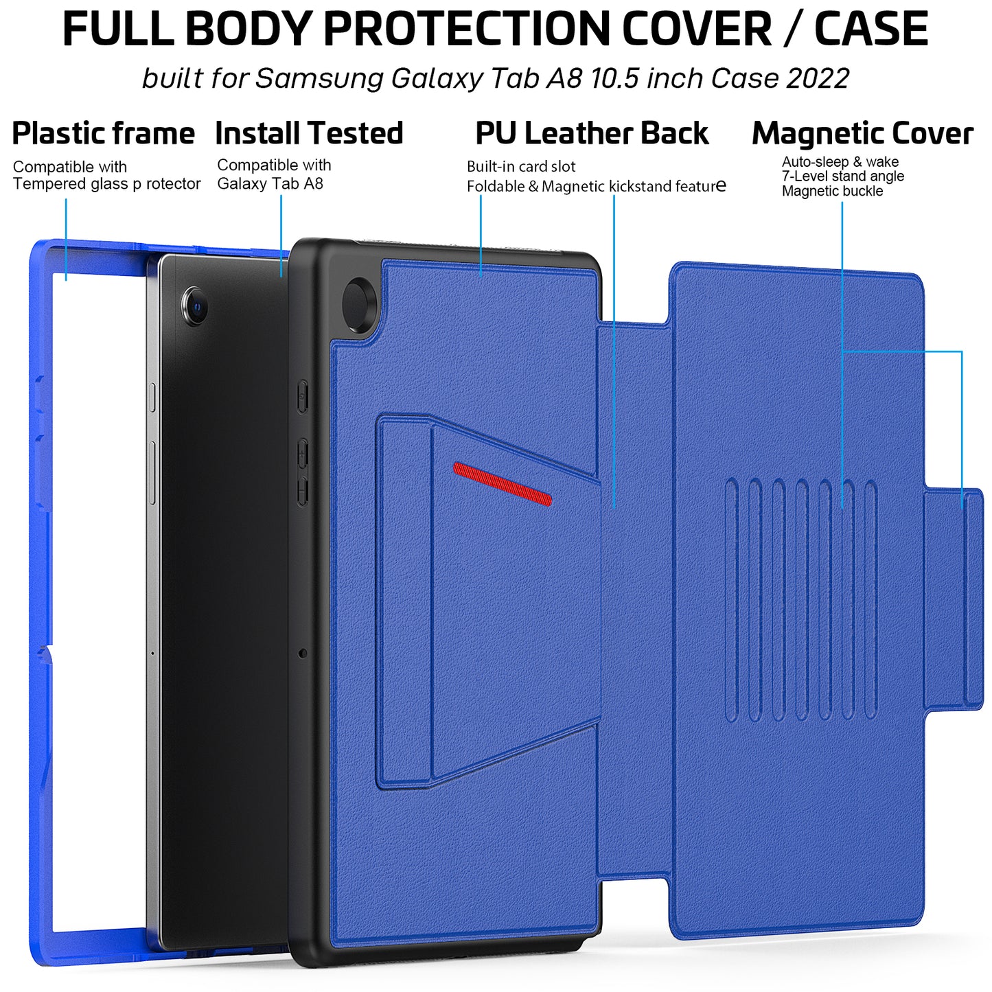 Smart Multiple Stand Galaxy Tab A8 Case Leather