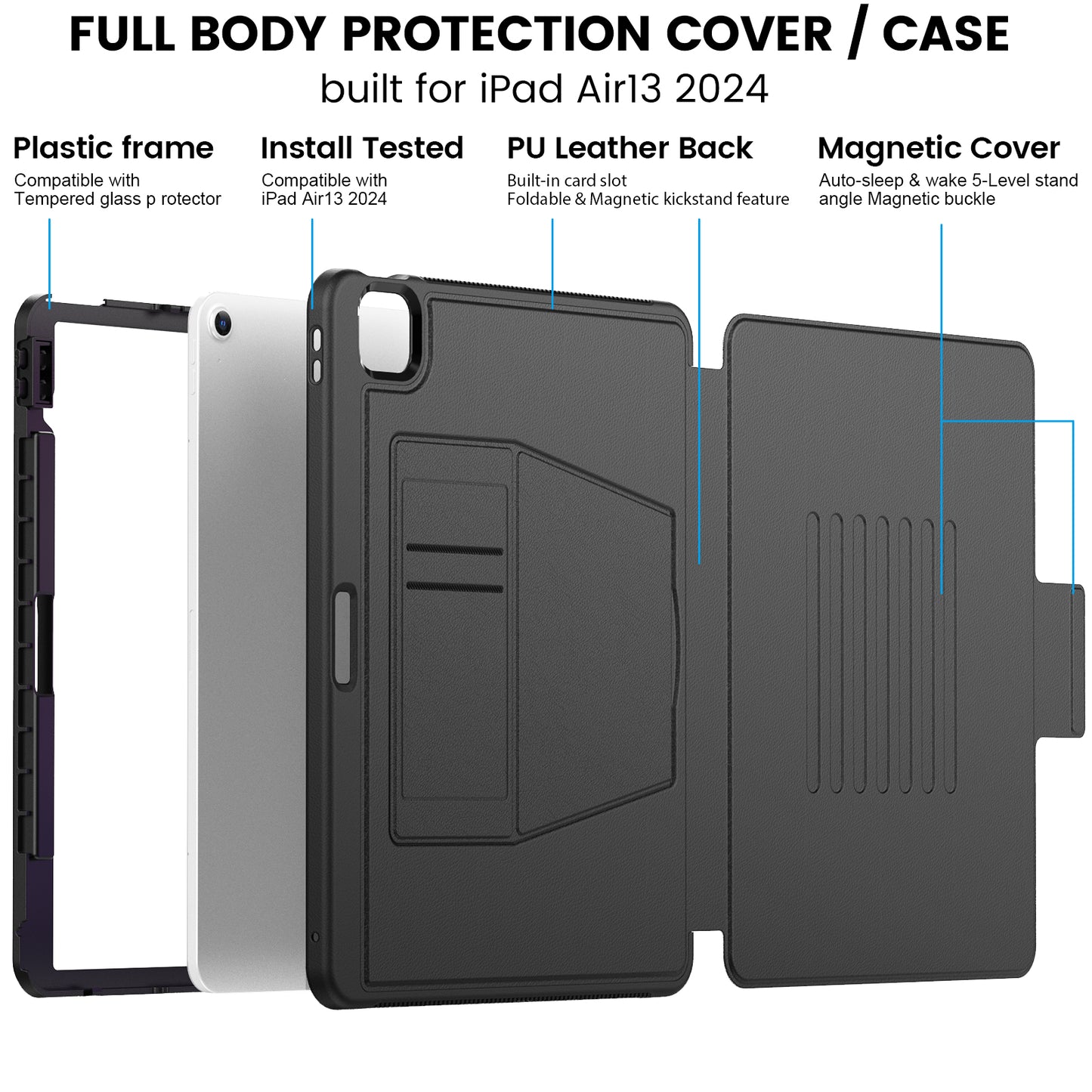 Smart Multiple Stand iPad Air 13 Case Leather