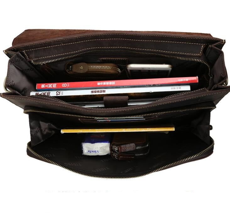 Men's Genuine Leather Briefcase Laptop Bag Three-dimensional Business