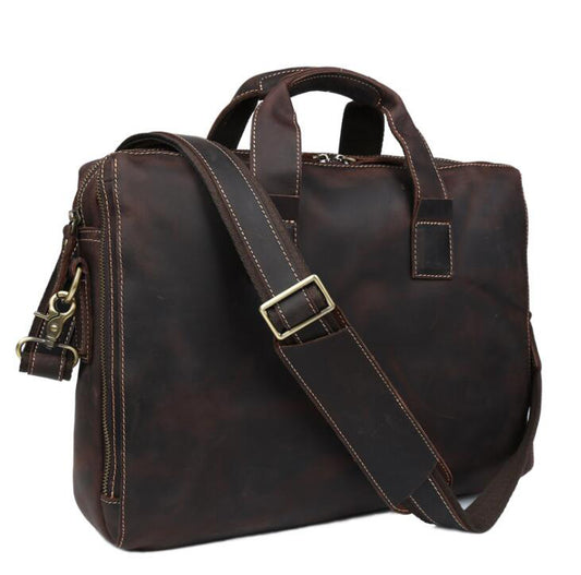 Men's Genuine Leather Briefcase Laptop Bag Business Portable Retro Personality