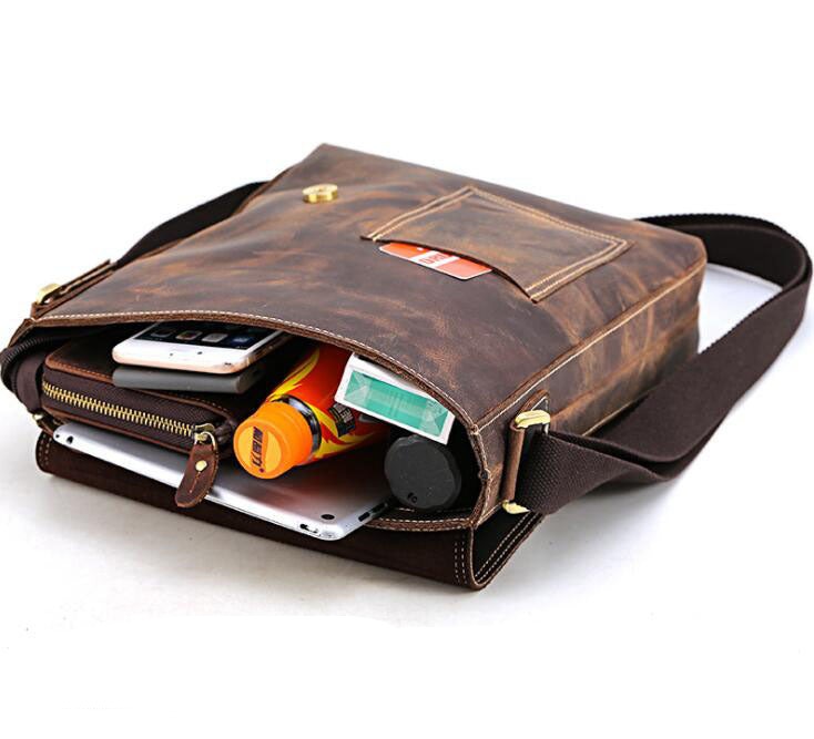 Men's Genuine Leather Messenger Bag Tablet Retro Casual Colors Matching