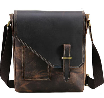 Men's Genuine Leather Messenger Bag Tablet Retro Casual Colors Matching