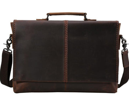 Men's Genuine Leather Briefcase Laptop Bag Retro Shoulder Portable