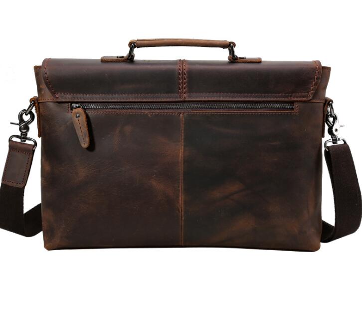 Men's Genuine Leather Briefcase Laptop Bag Retro Shoulder Portable