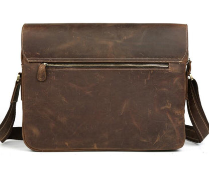 Men's Genuine Leather Messenger Bag Tablet Particularly Retro Pocket