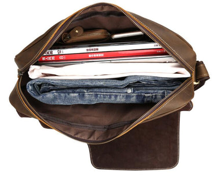 Men's Genuine Leather Messenger Bag Tablet Particularly Retro Pocket