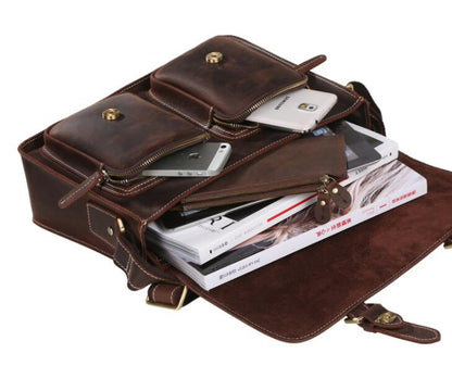 Men's Genuine Leather Messenger Bag Tablet Large-capacity Business