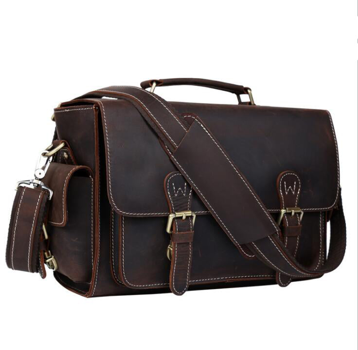 Men's Genuine Leather Camera Bag SLR Detachable Inner Retro Durable