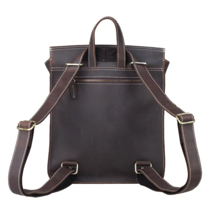 Men's Genuine Leather Handbag Tablet Bag Casual British College Multifunction Dual Backpack