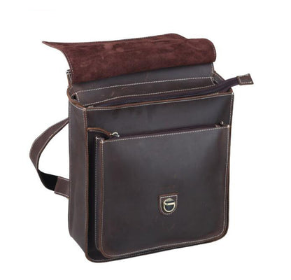 Men's Genuine Leather Handbag Tablet Bag Casual British College Multifunction Dual Backpack