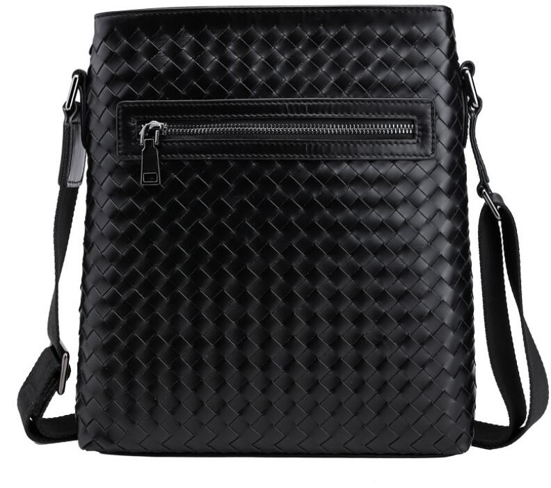 Men's Genuine Leather Handbag Tablet Bag Business Hand-woven