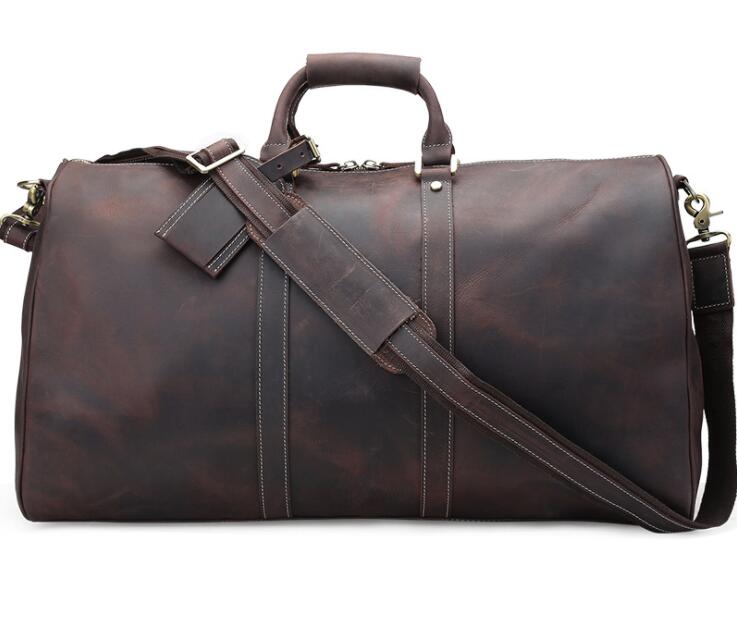 Men's Genuine Leather Duffel Bag Luggage Laptop Retro Hand-held Travel Large Capacity