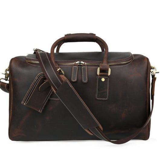 Men's Genuine Leather Duffel Bag Luggage Laptop Retro Large-capacity Casual Diagonal