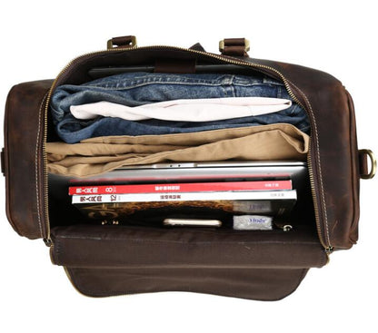 Men's Genuine Leather Duffel Bag Luggage Laptop Retro Large-capacity Casual Diagonal