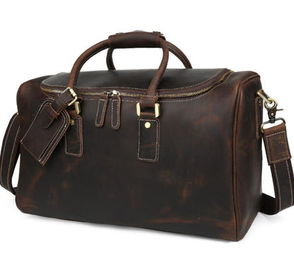 Men's Genuine Leather Duffel Bag Luggage Laptop Retro Large-capacity Casual Diagonal