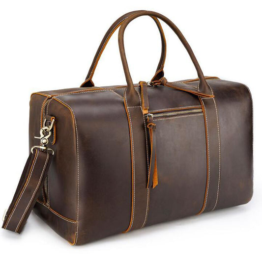 Men's Genuine Leather Duffel Bag Luggage Laptop Luxry Travel Large Capacity