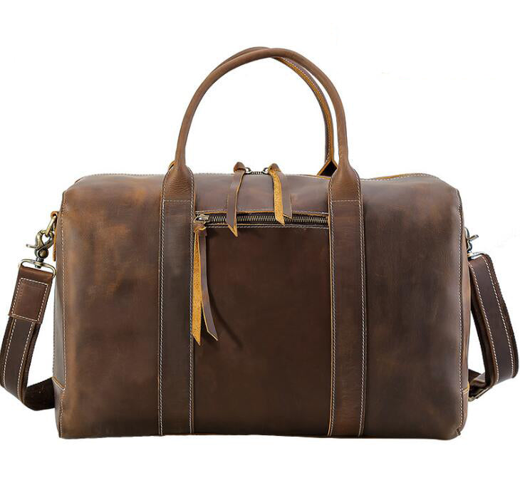 Men's Genuine Leather Duffel Bag Luggage Laptop Luxry Travel Large Capacity